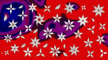 Kırmızı ve mor renkte çiçekler. Raster illüstrasyonunda çiçek deseni çizimi.