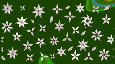 Renkli Bahar Teması eskiz kalıbı. Raster illüstrasyonundaki çiçek desenli çizim. Düz Çiçek Elementleri Tasarımı. Yeşil ve nötr renkte çiçekler.