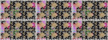 Doğum günü kartı, davetiye ya da afiş için iyidir. Dekoratif simetri arabesk. Gri ve siyah renklerde altın. Kusursuz ortaçağ çiçek deseni. Raster illüstrasyonu.