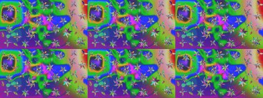 Çiçekli karalama şeklinde Raster çiçek deseni. Yumuşak, bahar çiçekleri yeşil ve mavi renklerde. Raster illüstrasyonu.