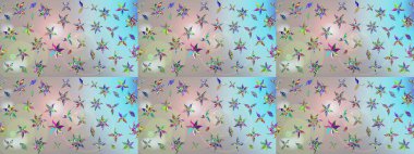 Çiçekli karalama şeklinde Raster çiçek deseni. Tarafsız ve gri renklerde çiçekler. Yumuşak, yaz çiçekli arka plan.