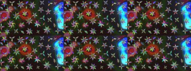 Renkli çiçekler. Raster illüstrasyonu. Robot resim. Şirin çiçek elementleri..