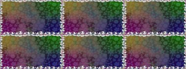 Küçük çiçekte hoş bir çiçek deseni var. Çiçeksel elementlerle süslenmiş zarif raster dokusu. Yeşil renkler ve parlak çiçekler üzerinde soyut, pürüzsüz desen.