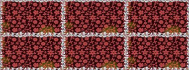 Soyut etnik raster kusursuz desen. Vadinin çiçekleri kahverengi renklerde. Çiçekler..