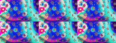 Robot resim. Küçük çiçekteki sevimli çiçek deseni. Raster illüstrasyonu.