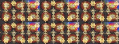 Yüzey için tekrarlanan doku, ambalaj kağıdı, kahverengi, gri ve sarı renkte kar tanesi. Kış kar taneleri, raster arka plan.