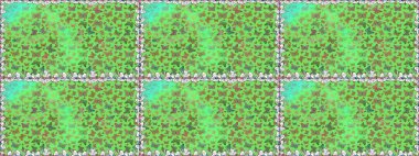 Embroidery trend floral seamless pattern with exotic butterflies. Simple cute pattern for card, print, invitation. Raster traditional folk flowers decor on green brown background for clothing design.