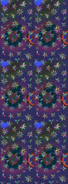 Renkli Bahar Teması eskiz kalıbı. Raster. Düz Çiçek Elementleri Tasarımı.