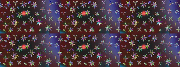 Çiçek desenli çizim. Raster illüstrasyonu. Asya tekstil tarzında. Güzel kumaş deseni. Renkli Bahar Teması eskiz kalıbı. Düz Çiçek Elementleri Tasarımı.