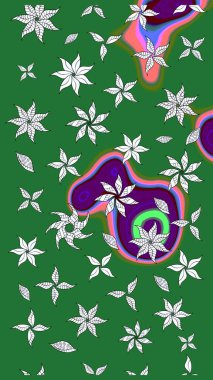 Parlak renkli çiçekleri ve yeşil ve nötr renklerde yaprakları olan harika bir çiçek deseni. Halk tarzı. Moda baskıları için zarif bir şablon. Modern çiçek arkaplanı.