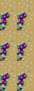 In cute textile style on yellow and neutral colors. Raster illustration. Colorful sketch pattern. Flowers wallpaper. Floral background.