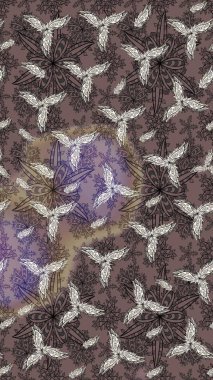 Hediye ambalaj kağıdı, tebrik kartları, posterler ve pankart tasarımı. Raster düz çiçek çizim deseni. Kahverengi renkte çiçekler.