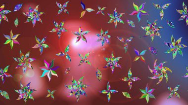 Küçük renkli çiçekler. Robot resim. Küçük çiçekte güzel bir desen. Motley illüstrasyonu. Moda baskıları için zarif bir şablon. Çiçekli yaz çiçekleri.