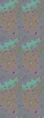 Renkli Yaz Temalı eskiz kalıbı. Raster illüstrasyonundaki çiçek desenli çizim. Gri ve bej renkli çiçekler. Düz Çiçek Elementleri Tasarımı.