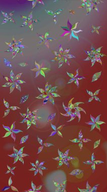 Bir sürü kahverengi ve gri soyut çiçekli tropik eskiz deseni. Küçük çiçekteki sevimli çiçek deseni. Varisolokahverengi ve gri raster çizimi.