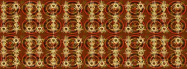 Raster illustration. Exotic flowers, botanical bright classic nature on brown, orange and yellow colors. Watercolor set of vintage floral tropical natural elements.