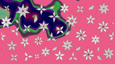 Raster deseni. Bahar çiçekli desen dallı, pembe ve nötr renkler çiçekli siluet.