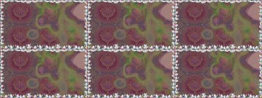 Karalama çiçekleri kusursuz desen. Raster deseni. Kahverengi el çizimi. Sanat esinlenerek çiçeklere ilham veriyor ve geride.