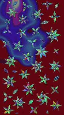 Kırmızı renkte çiçekler. Çiçek süslemeli çizim deseni. Raster illüstrasyonu.