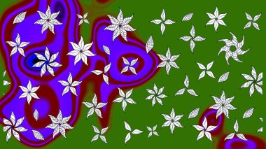 Renkli Bahar Teması eskiz kalıbı. Düz Çiçek Elementleri Tasarımı. Sevimli çiçek raster deseni. Yeşil renkte çiçekler.