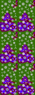 Raster deseni. Bahar çiçekleri dallı desen, yeşil renkler çiçekli siluet.