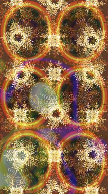 Yeni yıl kar tanesi. Düz kar karalama ikonları, kar taneleri kahverengi, sarı ve turuncu renkli siluetler noel afişi, kartlar. Güzel soyut kar taneleri raster tasarımı..