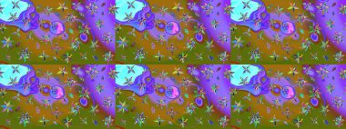 Flat Flower Elements Design. Flowers on brown and violet colors. Colour Spring Theme sketch pattern Background. Nice flower raster pattern.