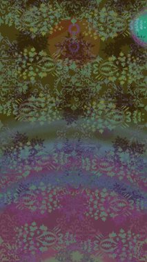 Tatil havası. Raster güzel bir çiçek deseni çizmiş. Yeşil renkli çiçekler. Bahar mevsimi. Nazik romantik baskı.