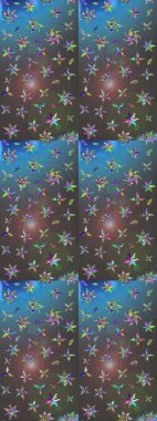 Raster suluboya çiçek deseni, narin çiçekler, gri ve mavi çiçekler, tebrik kartı şablonu. Güzel kumaş deseni.