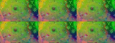 Arkaplan dokusu, duvar kağıdı, yeşil ve kahverengi renkli çiçek teması. Soyut etnik raster çizim kalıbı. Kabile sanatı boho baskısı, klasik çiçek arkaplanı.