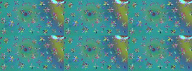 Raster güzel kumaş deseni çiziyor. Renkli Bahar Teması eskiz kalıbı. Düz Çiçek Elementleri Tasarımı. Çiçek deseni.