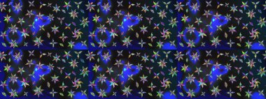 Parlak çiçekli halı deseni gri ve mavi renkte..