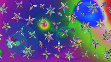 Sevimli küçük çiçek desenle. Raster resim. Çiçek desenli çiçek ve yaprakları ile.