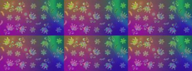 Renkli Bahar Teması eskiz kalıbı. Düz Çiçek Elementleri Tasarım Raster illüstrasyonu. Mor ve mor renkli çiçekler. Çiçek eskiz kalıbı geçmişi.