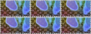 Mavi ve gri renkte çiçekler. Raster illüstrasyonu. Çiçek süsü ile kusursuz desen.