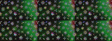 Elle çizilmiş çiçek desenli Raster çizimi. Tekstil, kumaş, ambalaj, hatıra defteri için hoş bir çiçek arkaplanı. Çocuksu tasarım. Gri ve yeşil arkaplanda.