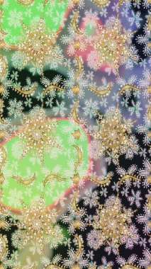 Barok tarzında kusursuz bir doğulu süsü. Tarafsız renklerde ve altın elementlerle geleneksel klasik altın raster deseni.