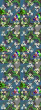 Düz Çiçek Elementleri Tasarımı. Raster Şirin kumaş deseni. Renkli Bahar Teması eskiz kalıbı. Eskiz klasiği.