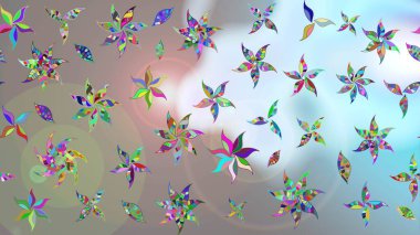 Suluboya stilinde tarafsız ve gri renklerde. Küçük çiçekli yay deseni çiz. Raster illüstrasyonu.