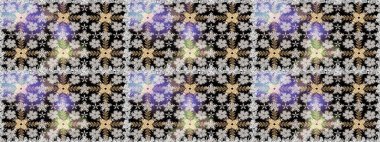 Düz Çiçek Elementleri Tasarımı. Renkli Bahar Temalı Kusursuz Arkaplan. Çiçeksel fantezi tasarımı. Parlak bir arka planda..