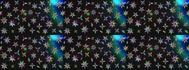 Gri ve mavi renkler ve parlak çiçekler üzerine soyut çizim deseni. Küçük çiçekte hoş bir çiçek deseni var. Çiçek elementli zarif raster dokusu..