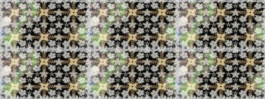 Gri ve siyah renkli çiçekler. Raster illüstrasyonunda kusursuz çiçek deseni.