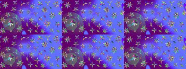 Menekşe ve mor renkler üzerinde. Çiçek buketleriyle klasik bir eskiz şekli. Raster illüstrasyonu.