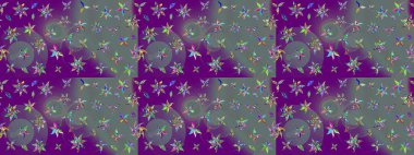 Flat Flower Elements Design Raster illustration. Flowers on purple and neutral colors.Colour Spring Theme sketch pattern Background. Sketch floral pattern with flowers, watercolor.