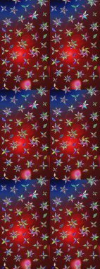 Raster illüstrasyonu. Kibar, bahar çiçekleri kırmızı ve kahverengi renklerde. Yaprak ve çiçeklerin suluboya resmi, kırmızı ve kahverengi renkler üzerine çizim deseni.