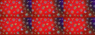 Şirin çiçekler. Raster Moda kumaş deseni. Çizgi çizimi deseni.