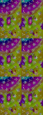 Renkli Yaz Temalı eskiz kalıbı. Yeşil ve kahverengi renkli çiçekler. Düz Çiçek Elementleri Tasarımı. Çiçekli retro deseni çiz.