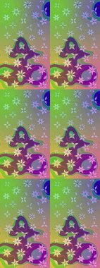 Suluboya çizim kalıbı. Çiçekler yeşilde ve suluboya stilinde nötr renklerde. Çiçek izi.