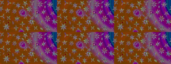 Kahverengi ve mor renkli etnik çiçekli zarif eskiz deseni. Asya Tekstil 'inde Raster Çiçek İllüstrasyonu.