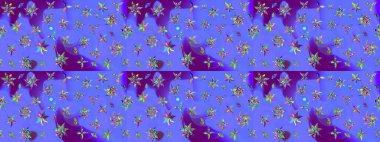 Çiçekli bahar çiçekleri. Robot resim. Küçük çiçekte güzel bir desen. Motley illüstrasyonu. Küçük renkli çiçekler. Moda baskıları için zarif bir şablon.